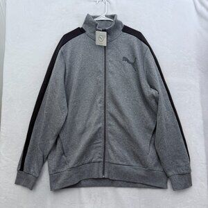 Puma Track Jacket Mens 2XL Gray Full Zip Jogging Fleece Performance